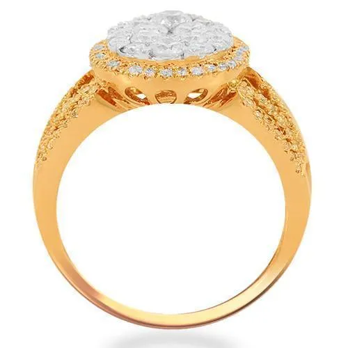 14K Solid Rose Gold Womens Diamond Cocktail Ring 1.35 Ctw