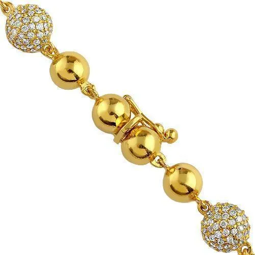 14k Yellow Gold Diamond Ball Bead Chain 23.00 Ctw