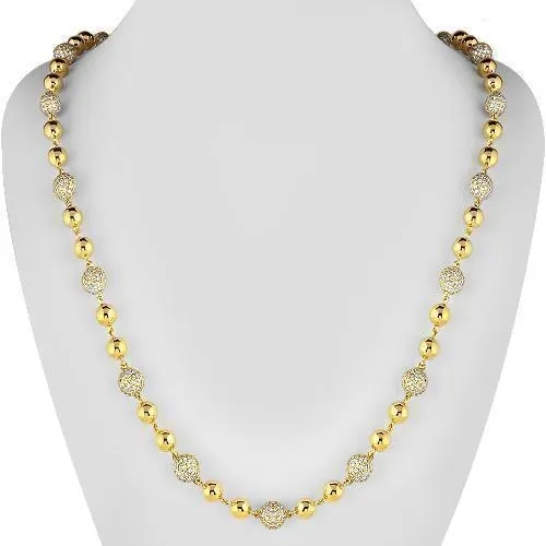 14k Yellow Gold Diamond Ball Bead Chain 23.00 Ctw
