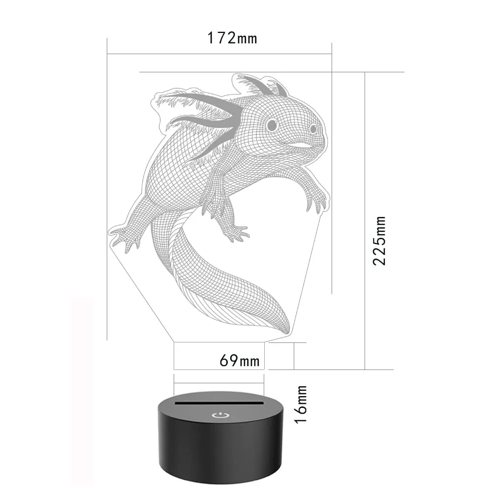 AGWIM 3D Illusion Lamp Axolotl Led Night Light, 16 Colors Changing USB Desk Lamps with Remote Control, Bedroom Decoration Table Lights for Kids Birthday Gifts