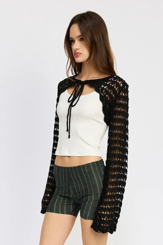 Crochet Bolero With Drawstrings