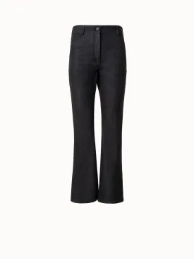 Cropped Flared Cotton Denim Stretch Pants