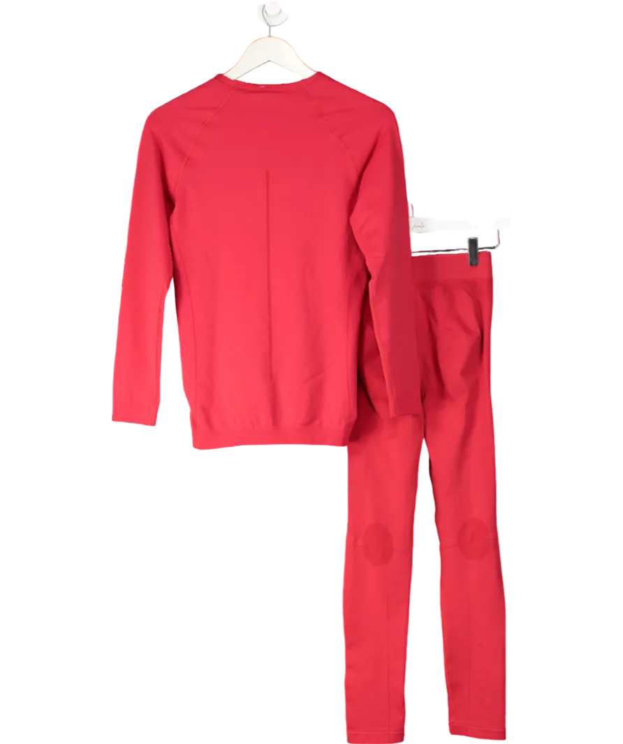 Falke Red Maximum Warmth Leggings And Long Sleeve Top Base Layer Co-ord Set UK M