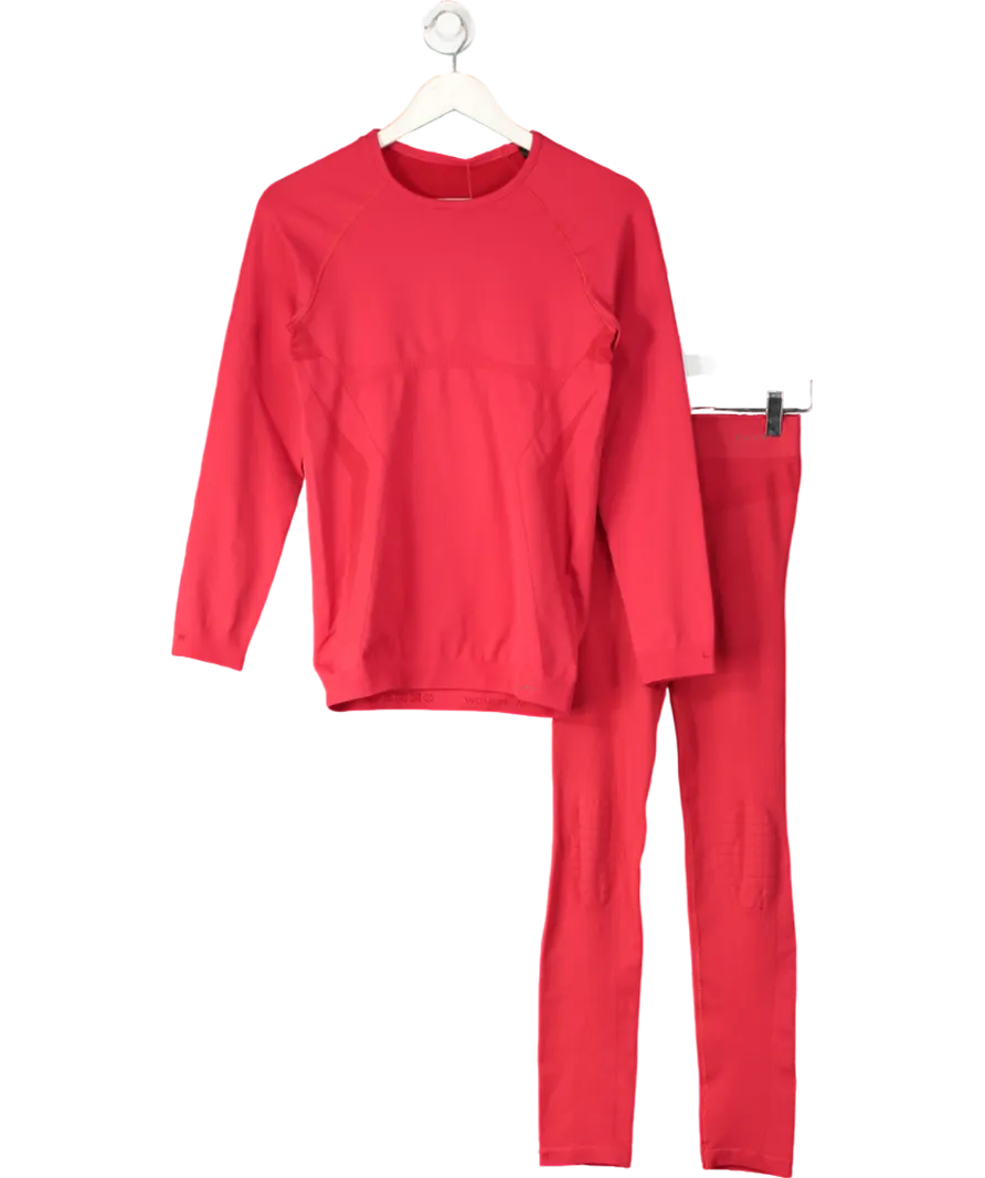 Falke Red Maximum Warmth Leggings And Long Sleeve Top Base Layer Co-ord Set UK M