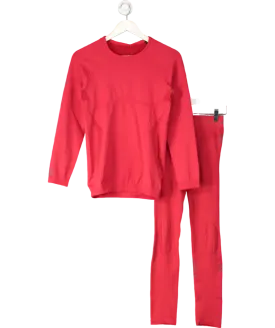 Falke Red Maximum Warmth Leggings And Long Sleeve Top Base Layer Co-ord Set UK M