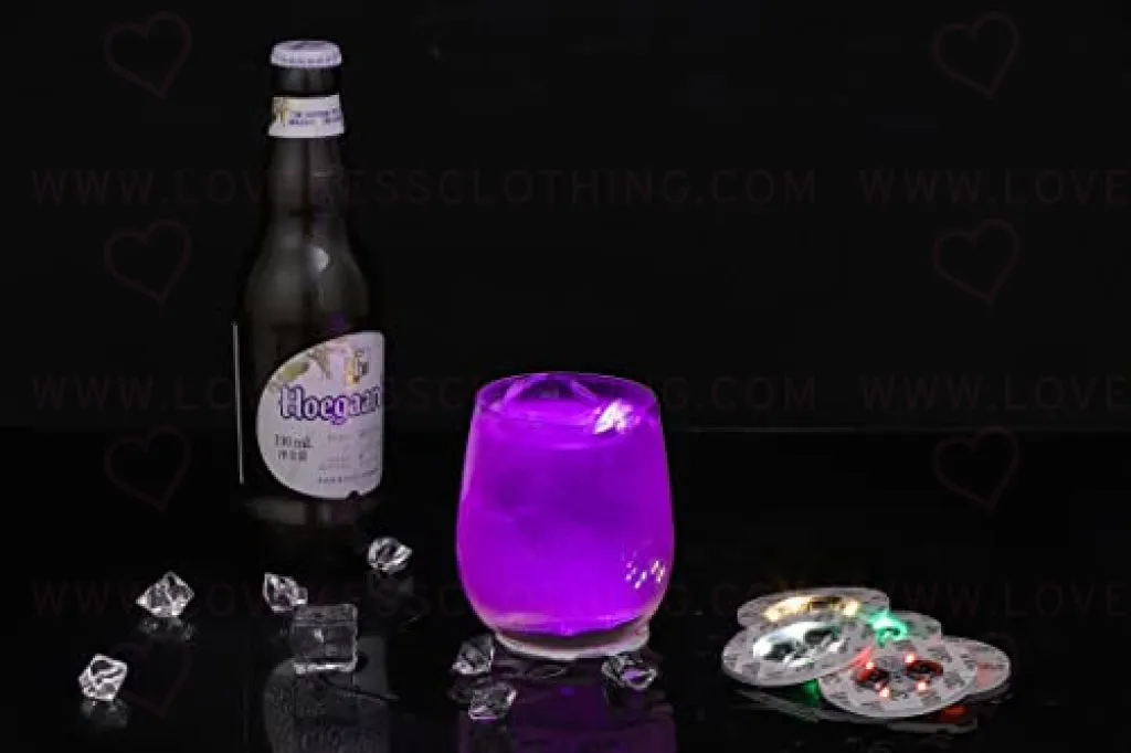 LED Coasters, 12 Pack Glowing Coasters, Glowing Cup Stickers, Glowing Liquor Coasters, Cup Base lamp, Glitter Coasters for Club, Bar, Party, Wedding Decor (Colorful)