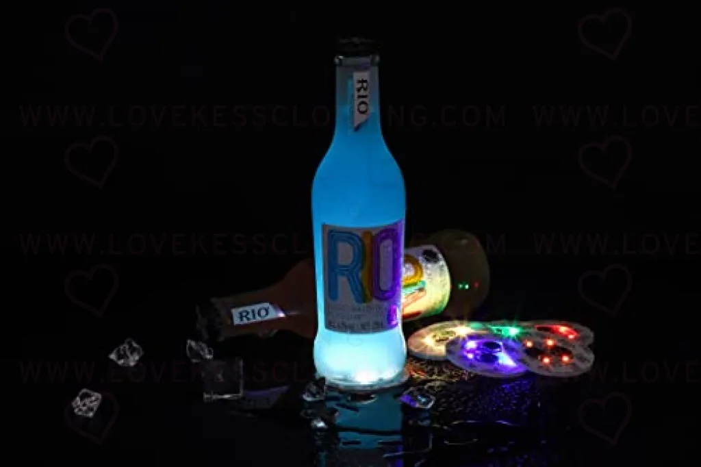 LED Coasters, 12 Pack Glowing Coasters, Glowing Cup Stickers, Glowing Liquor Coasters, Cup Base lamp, Glitter Coasters for Club, Bar, Party, Wedding Decor (Colorful)