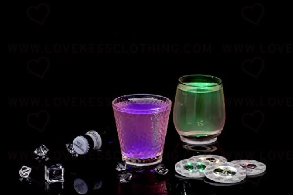 LED Coasters, 12 Pack Glowing Coasters, Glowing Cup Stickers, Glowing Liquor Coasters, Cup Base lamp, Glitter Coasters for Club, Bar, Party, Wedding Decor (Colorful)
