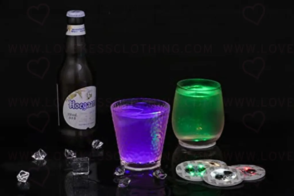 LED Coasters, 12 Pack Glowing Coasters, Glowing Cup Stickers, Glowing Liquor Coasters, Cup Base lamp, Glitter Coasters for Club, Bar, Party, Wedding Decor (Colorful)