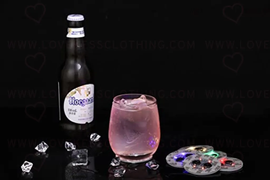 LED Coasters, 12 Pack Glowing Coasters, Glowing Cup Stickers, Glowing Liquor Coasters, Cup Base lamp, Glitter Coasters for Club, Bar, Party, Wedding Decor (Colorful)