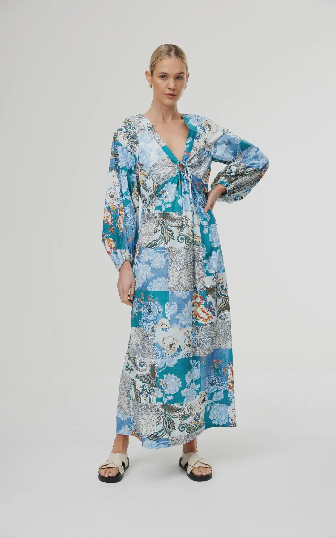 Marais Dress - Cyan Patchwork