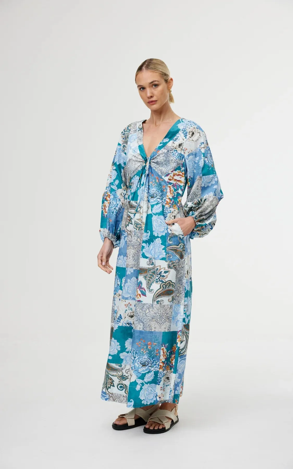 Marais Dress - Cyan Patchwork