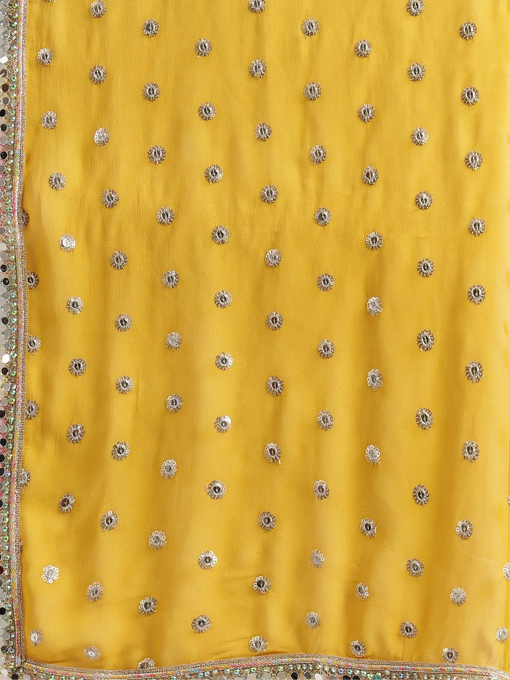 Mustard Yellow Mirror-Embroidered Sharara Set