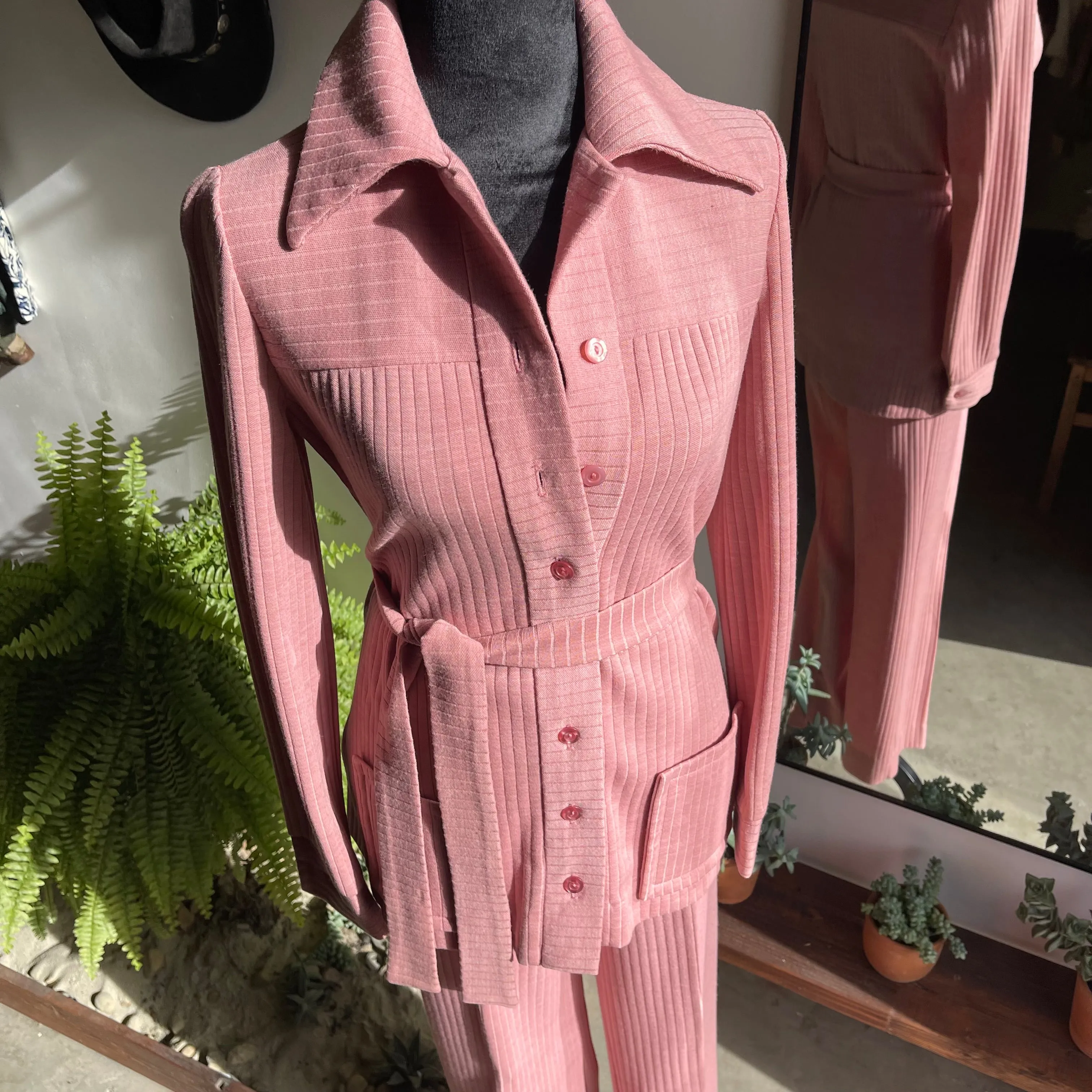 Vintage 70’s Butte Knit Pant Set with Belt