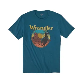 Wrangler Mens Cyan Pepper Heather Retro Rider Tshirt